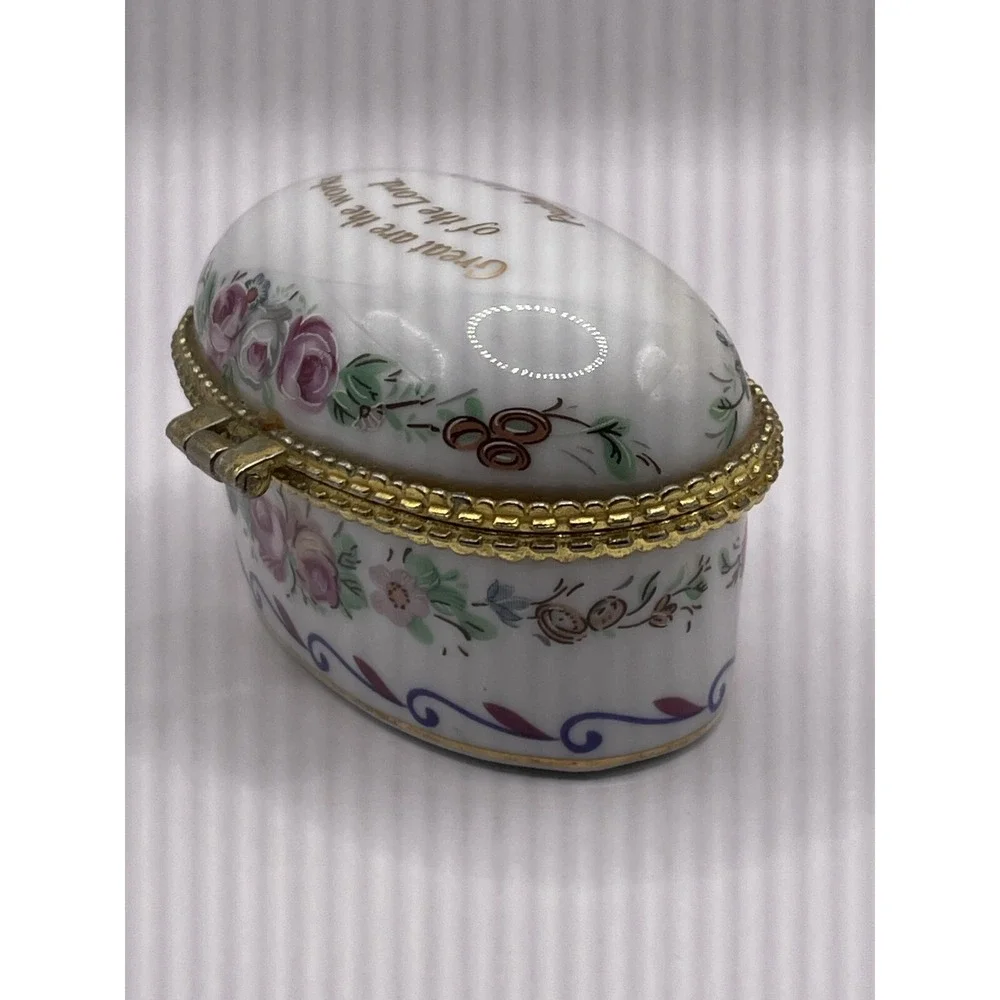 Box Lot of 2 Vintage Porcelain‎ Top Painted Hinged Trinket Pill Boxes Stash Box